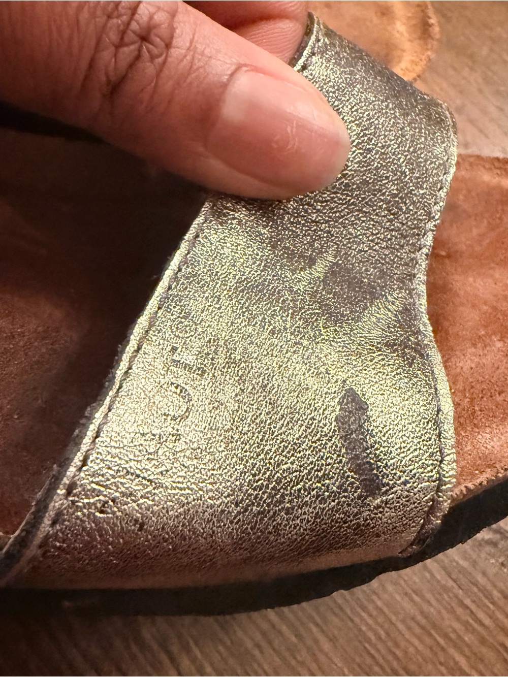 Naot Womens Ashley Sandal Aged Gold Metallic Leather Wedge Slide. Size 39 US 8 - Picture 6 of 7